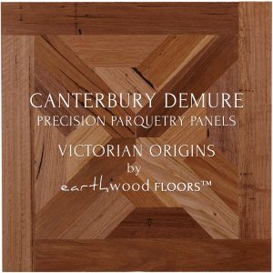 Parquet Flooring Panel feat. Canterbury Demure pattern in 100% Recycled 'Victorian Origins' Reclaimed Australian Hardwood