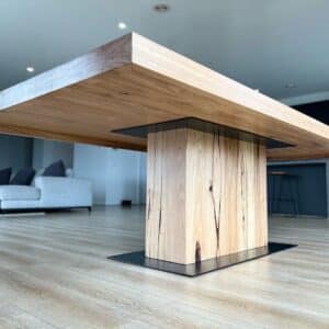 view from beneath The Hayman Messmate Reclaimed Timber Dining Table